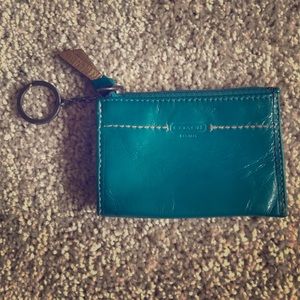 Coach Teal Leather Card Case Wallet